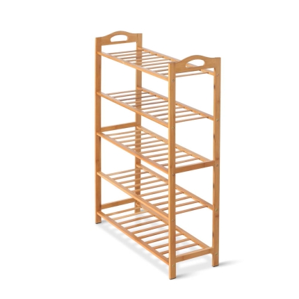 Artiss 5-Tier Bamboo Shoe Rack Organiser Storage Shelf Stand Shelves - Image 5