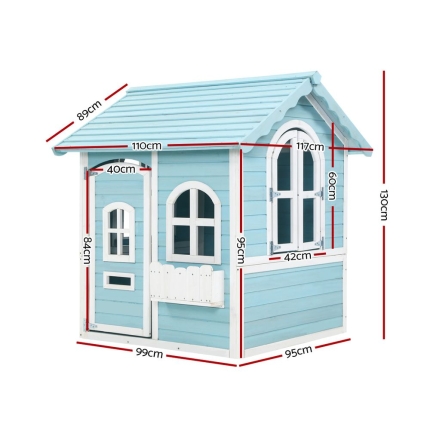 Kids Wooden Cubby House Outdoor Playhouse Pretend Play Set Childrens Toy - Image 2