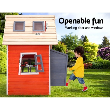 Kids Cubby House Wooden Outdoor Playhouse Childrens Toys Party Gift - Image 4
