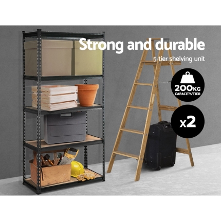 2x0.9M 5-Shelves Steel Warehouse Shelving Racking Garage Storage Rack Grey - Image 3