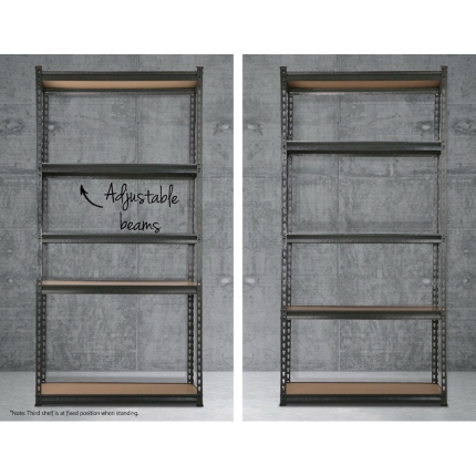 2x0.9M 5-Shelves Steel Warehouse Shelving Racking Garage Storage Rack Grey - Image 5