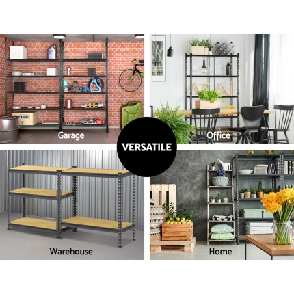 2x0.9M 5-Shelves Steel Warehouse Shelving Racking Garage Storage Rack Grey - Image 6