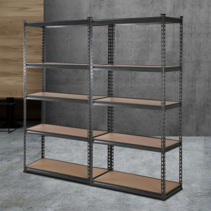 2x0.9M 5-Shelves Steel Warehouse Shelving Racking Garage Storage Rack Grey - Image 7