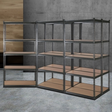 5x0.9M 5-Shelves Steel Warehouse Shelving Racking Garage Storage Rack Grey - Image 7