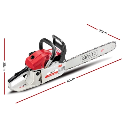 Giantz 58CC Commercial Petrol Chainsaw - Red & White - Image 2