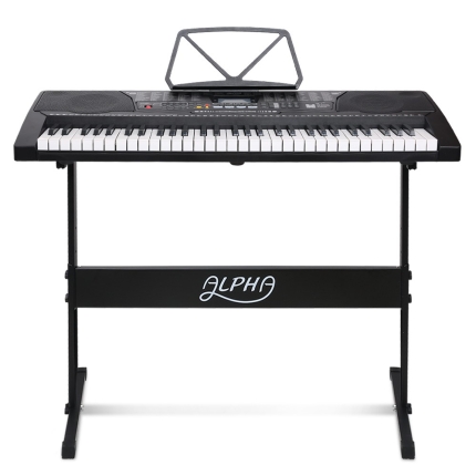 Alpha 61 Key Lighted Electronic Piano Keyboard LCD Electric w/ Holder Music Stand - Image 3