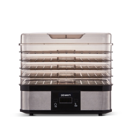 Devanti Food Dehydrator with 5 Trays - Silver - Image 3
