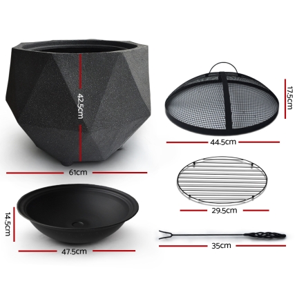 Grillz Outdoor Portable Fire Pit Bowl Wood Burning Patio Oven Heater Fireplace - Image 2