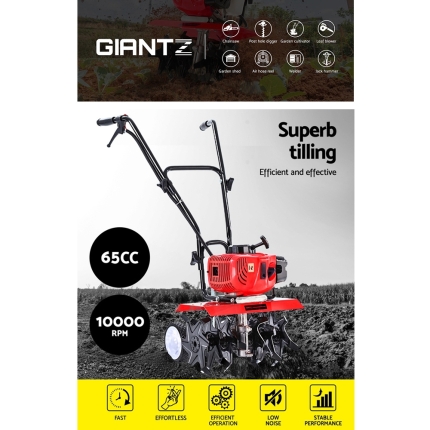 Giantz 88CC Garden Cultivator Tiller Petrol Rotary Hoe 36 Tines Rototiller - Image 4