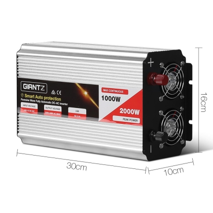 Giantz Power Inverter 1000W or 2000W Pure Sine Wave 12V-240V Camping Boat Caravan - Image 2