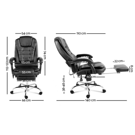 8 Point Reclining Message Chair - Black - Image 2