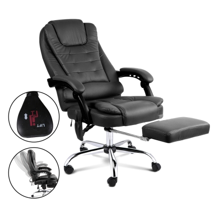 8 Point Reclining Message Chair - Black - Image 5