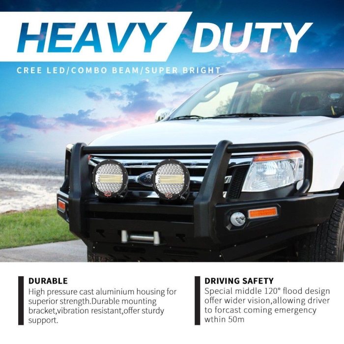 Pair 9inch CREE LED Driving Lights Spotlights Spot Flood Combo 4x4 OffRoad 9inch - Image 10