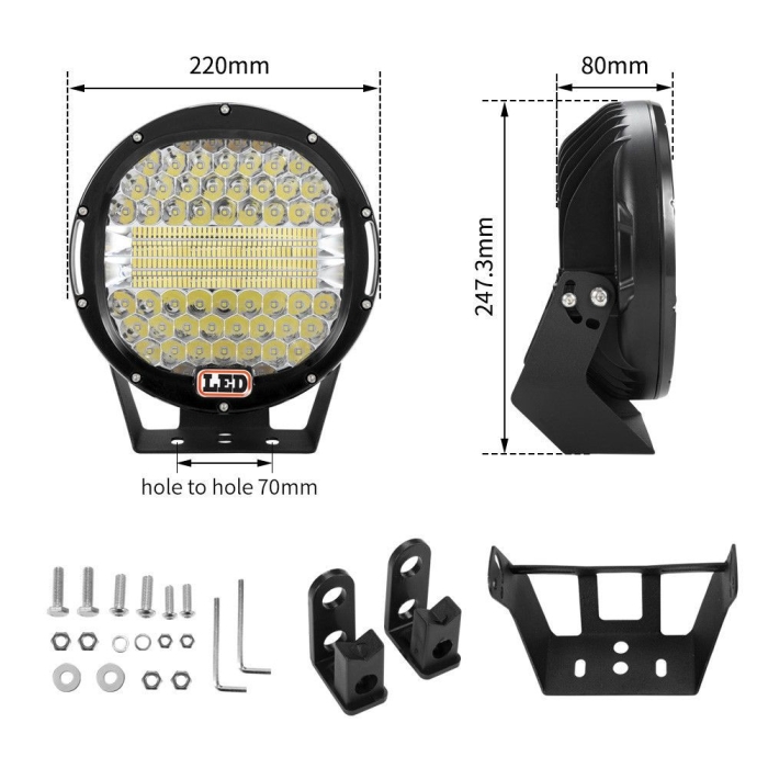 Pair 9inch CREE LED Driving Lights Spotlights Spot Flood Combo 4x4 OffRoad 9inch - Image 11