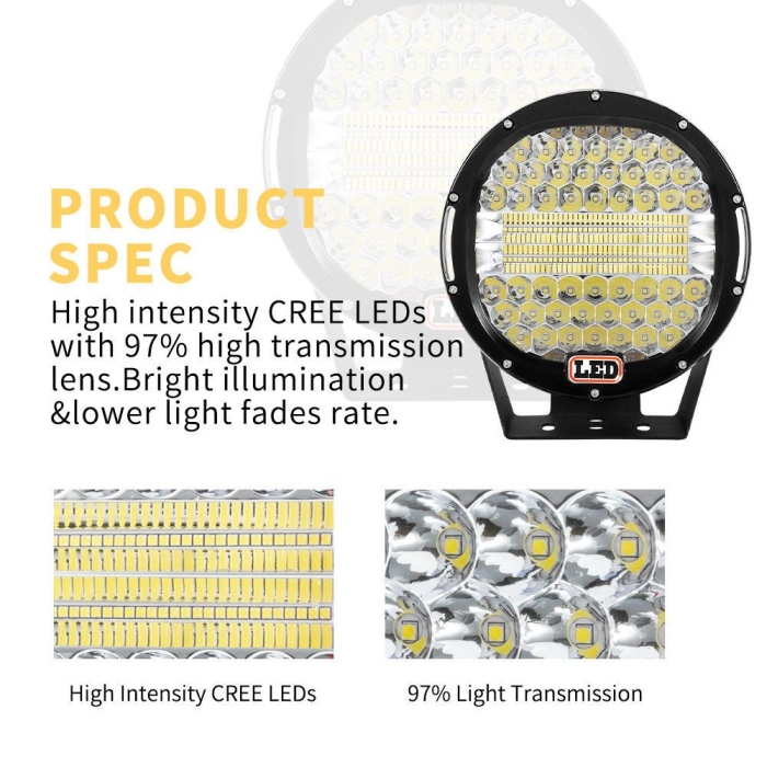 Pair 9inch CREE LED Driving Lights Spotlights Spot Flood Combo 4x4 OffRoad 9inch - Image 4