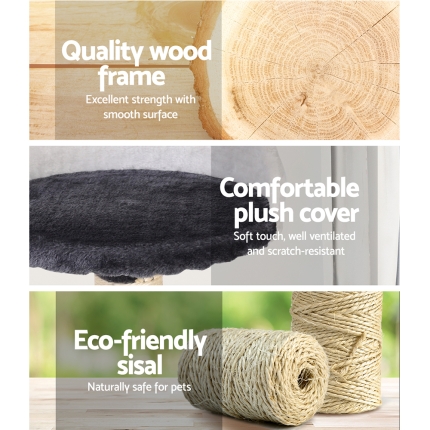 i.Pet Cat Tree 112cm Trees Scratching Post Scratcher Tower Condo House Furniture Wood - Image 4