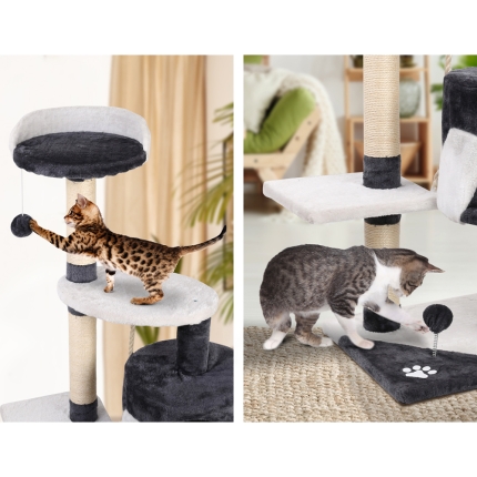 i.Pet Cat Tree 112cm Trees Scratching Post Scratcher Tower Condo House Furniture Wood - Image 5