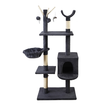 i.Pet Cat Tree 140cm Trees Scratching Post Scratcher Tower Condo House Furniture Wood - Image 3