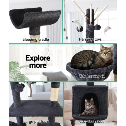 i.Pet Cat Tree 140cm Trees Scratching Post Scratcher Tower Condo House Furniture Wood - Image 5