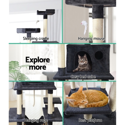 i.Pet Cat Tree 184cm Trees Scratching Post Scratcher Tower Condo House Furniture Wood - Image 4