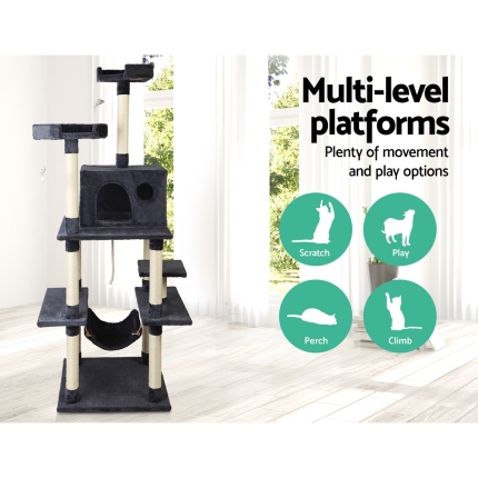 i.Pet Cat Tree 184cm Trees Scratching Post Scratcher Tower Condo House Furniture Wood - Image 5