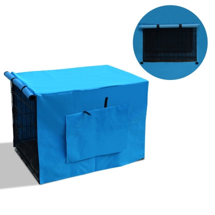 i.Pet 48inch Collapsible Pet Cage with Cover - Black & Blue - Image 5