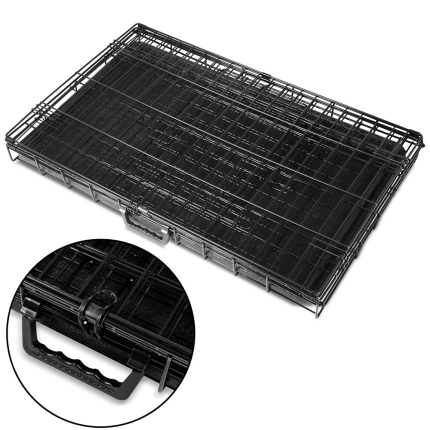 i.Pet 48inch Collapsible Pet Cage with Cover - Black & Blue - Image 8