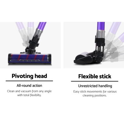Devanti Cordless 150W Handstick Vacuum Cleaner - Purple and Grey - Image 6