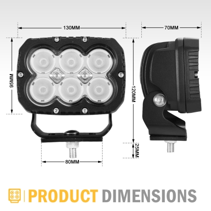 5Inch Cree Led Work Light Square Flood Beam Industrial Grade Offroad Tractor - Image 10
