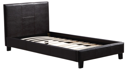 Single PU Leather Bed Frame Brown - Image 3