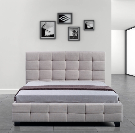 Linen Fabric Queen Deluxe Bed Frame Beige - Image 2