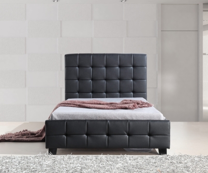 King Single PU Leather Deluxe Bed Frame Black - Image 2