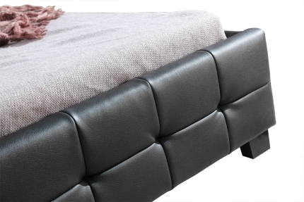 King Single PU Leather Deluxe Bed Frame Black - Image 3