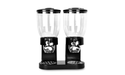 Double Cereal Dispenser Dry Food Storage Container Black - Image 2