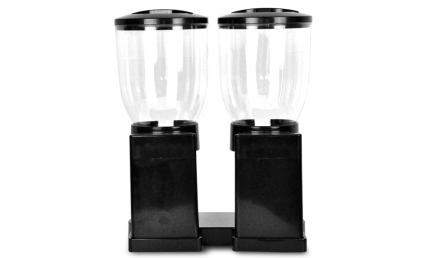 Double Cereal Dispenser Dry Food Storage Container Black - Image 4