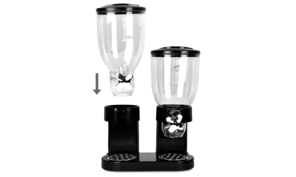 Double Cereal Dispenser Dry Food Storage Container Black - Image 5