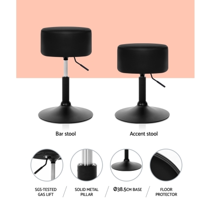 Artiss Kitchen Bar Stools Accent Chairs Gas Lift Stool Swivel Barstools Leather Black - Image 4