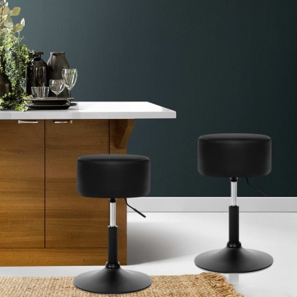 Artiss Kitchen Bar Stools Accent Chairs Gas Lift Stool Swivel Barstools Leather Black - Image 7