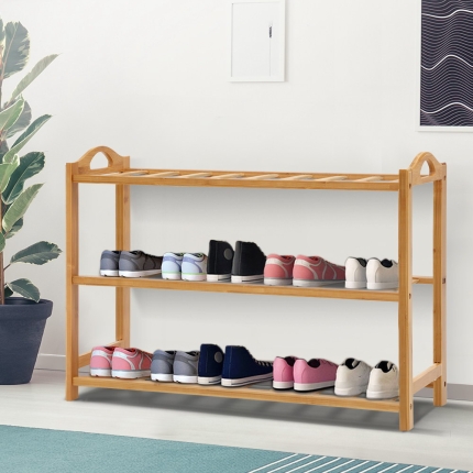 Artiss 3 Tiers Bamboo Shoe Rack Storage Organiser Wooden Shelf Stand Shelves - Image 7