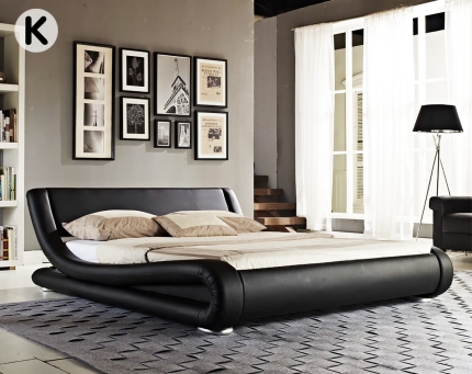 King Size Faux Leather Curved Bed Frame - Black - Image 2