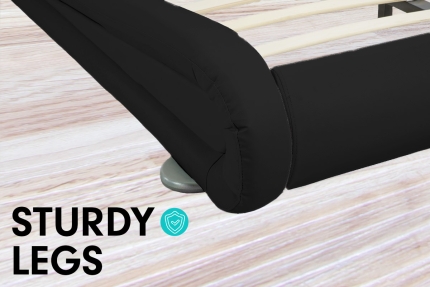 King Size Faux Leather Curved Bed Frame - Black - Image 6