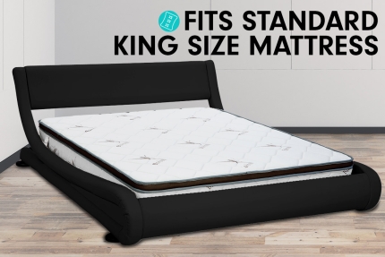 King Size Faux Leather Curved Bed Frame - Black - Image 8