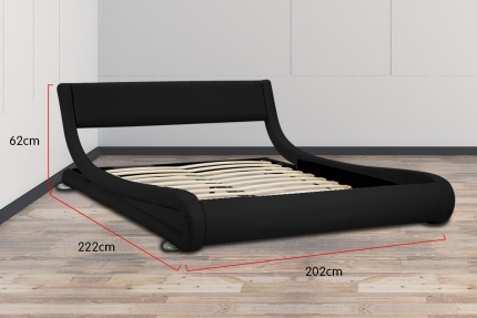King Size Faux Leather Curved Bed Frame - Black - Image 9