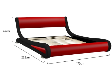 Queen Size Faux Leather Curved Bed Frame - Red - Image 8