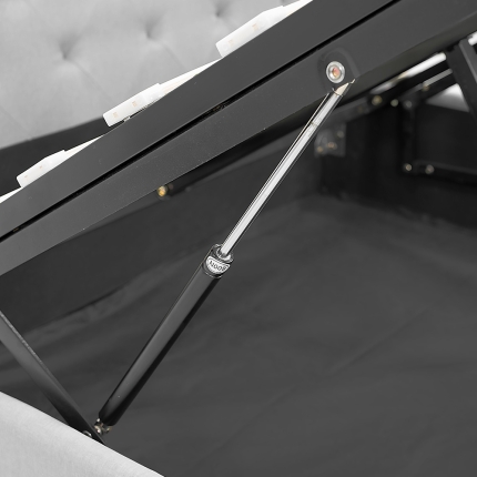 Double Fabric Gas Lift Bed Frame with Headboard - Grey - Image 8