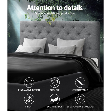Artiss Van Bed Frame Fabric - Grey Queen - Image 3