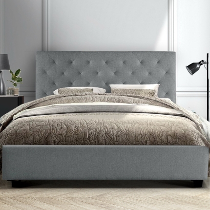 Artiss Van Bed Frame Fabric - Grey Queen - Image 7