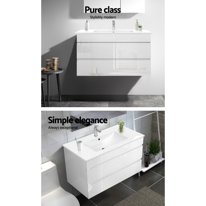 Cefito Bathroom Vanity Cabinet Unit Wash Basin Sink Storage Wall Hung 900mm White