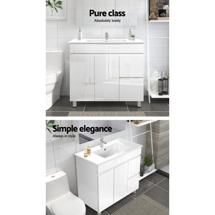 Cefito Bathroom Vanity Cabinet Unit Wash Basin Sink Storage Freestanding 900mm White