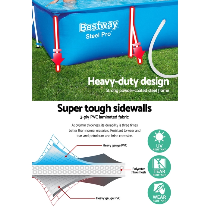 Bestway Swimming Pool Steel Frame Above Ground Rectangular Pool Filter Pump